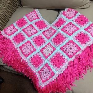 Girls granny square poncho